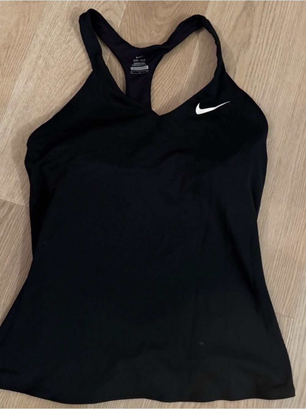 Nike DRI-FIT Women’s Black Racerback Tank Breathable Scoop Neck S Build in Bra